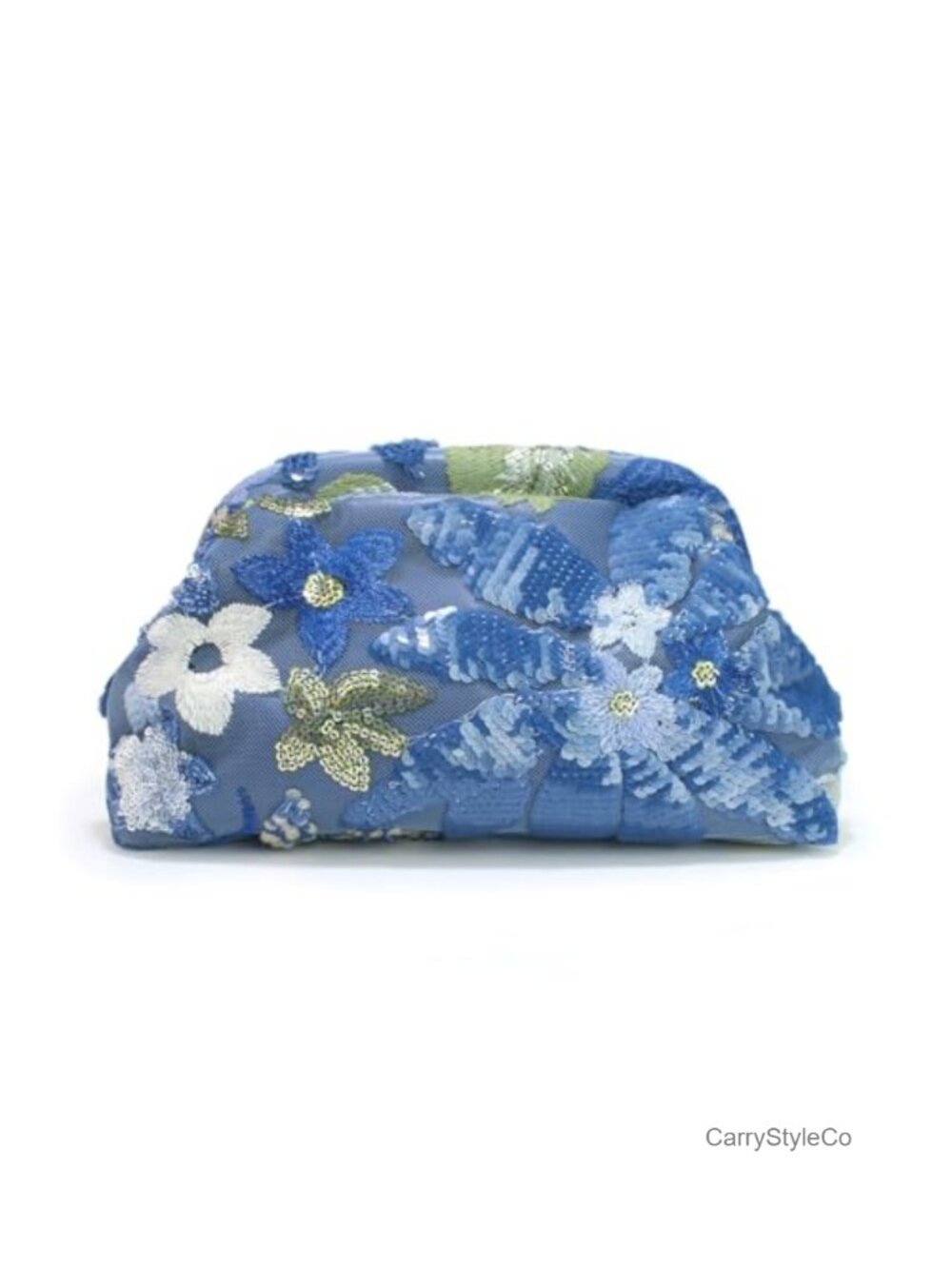 Floral Embroidery Sequin Beaded Dumpling Clutch Evening Bag for Wedding Party